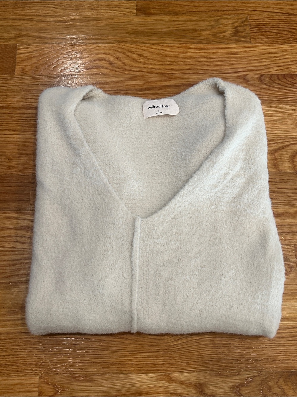 Wilfred Free silver cream V-Neck slouchy oversized drop shoulder Sweater large - Picture 7 of 7
